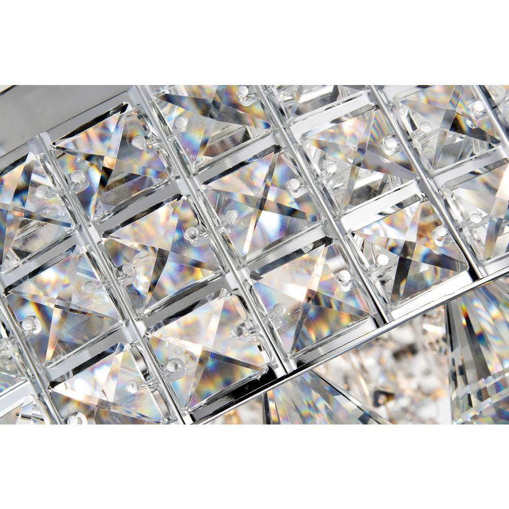 Elegant Chrome 15" Beaded Drum Crystal Semi-Flush Ceiling Light