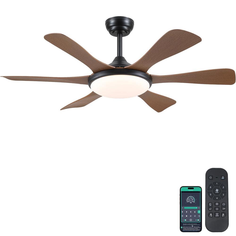47 in. APP Control Indoor Brown Low Profile Standard Ceiling Fan with LED D