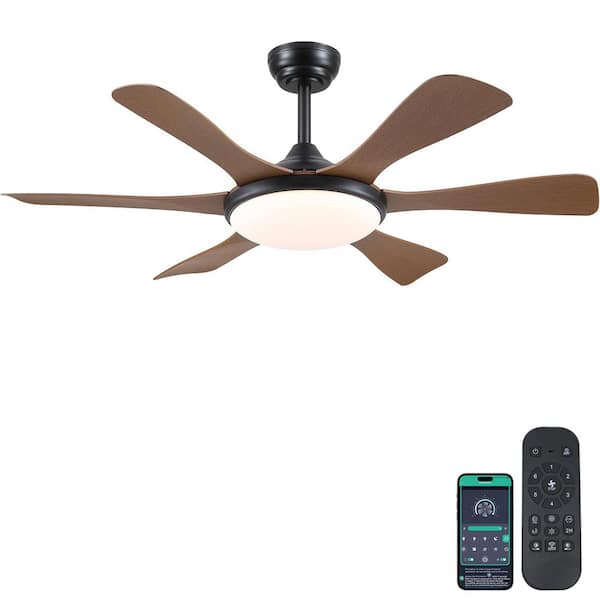 47 in. APP Control Indoor Brown Low Profile Standard Ceiling Fan with LED Dimmable