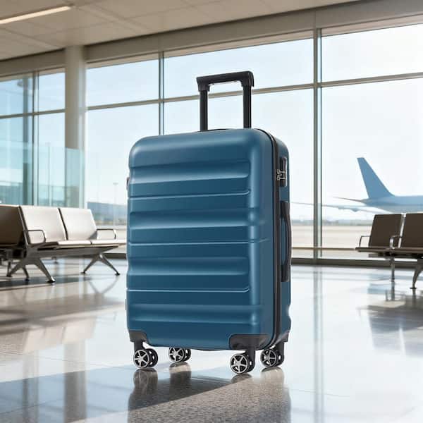 30.3 in. Inky Blue ABS Hardside Luggage Spinner Suitcase with 360° Dual Wheels, 3 Step Telescoping Handle, Soft Grip
