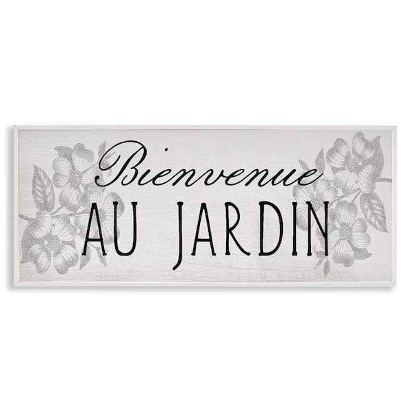 Stupell Industries French Garden Welcome by Lil' Rue White Framed Typography Giclee Art Print 13 in. x 30 in.