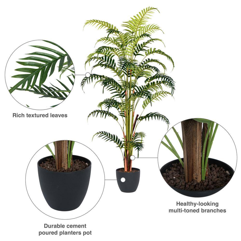 Outdoor Faux Fern Floor Plant in Black Planter, 59" Real Touch Leaves