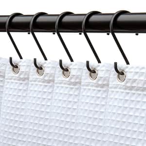 Rustproof Zinc S-Shaped Shower Curtain Hooks Rings, Hooks for Shower Curtains in Matt Black