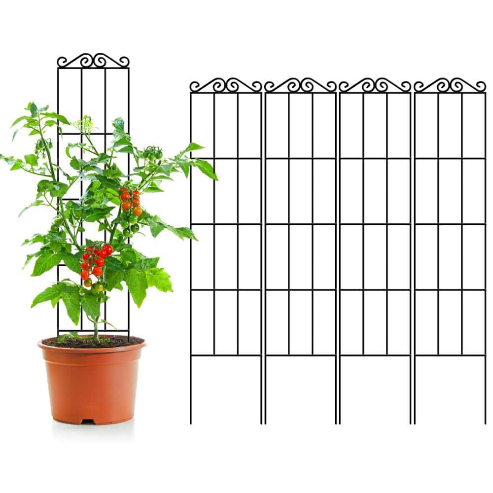 57.5 in. Metal Garden Trellis Sturdy Plant Support Black 4-Piece price history on PriceWatchPro