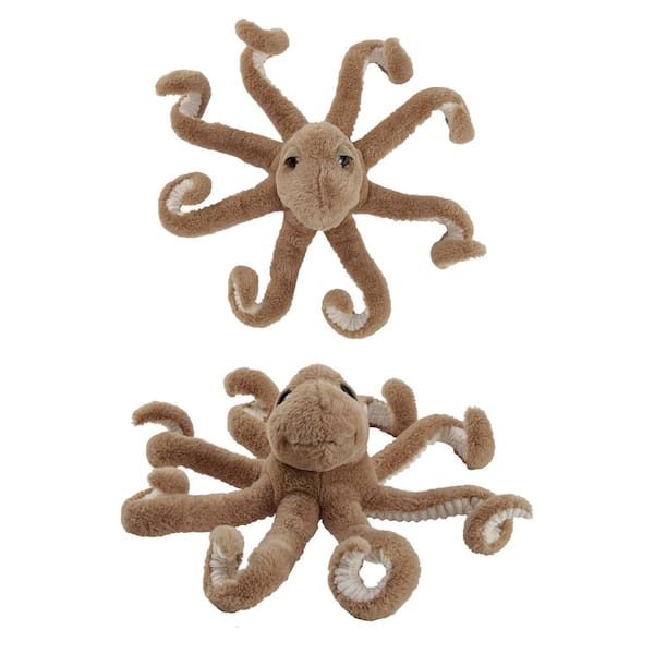 Storied Home Plush Octopus Toy with Stretchable Legs, Brown