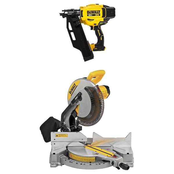 20V 3-1/2 in. 21° Cordless Framing Nailer (Tool-Only) and 15 Amp Corded 12 in. Single Bevel Compound Miter Saw