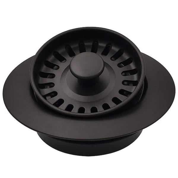 2.2 in. H x 4.45 in. W x 4.45 in. D Black Garbage Disposal Strainer and Stopper with Decorative Disposal Flange