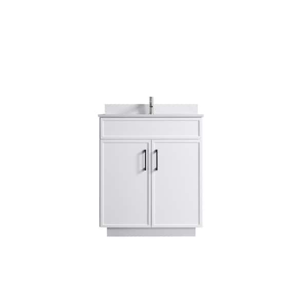 Dyconn VSC 30in. W x 22in. D x 35in. H Single Sink Freestanding Bath Vanity in White with White Cultured Marble Top