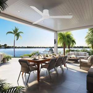 Simple Flush 60 in. Indoor/Outdoor Flat White Standard Ceiling Fan with Remote Included