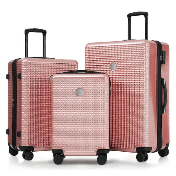 Tatahance 3-Piece Rose Gold Hardside Lightweight Spinner Luggage Set with TSA Lock and Regular Dot Pattern (20/24/28 in.)