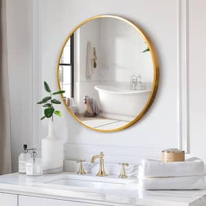 16 in. x 16 in. Modern Round Metal Framed Gold Wall Mirror