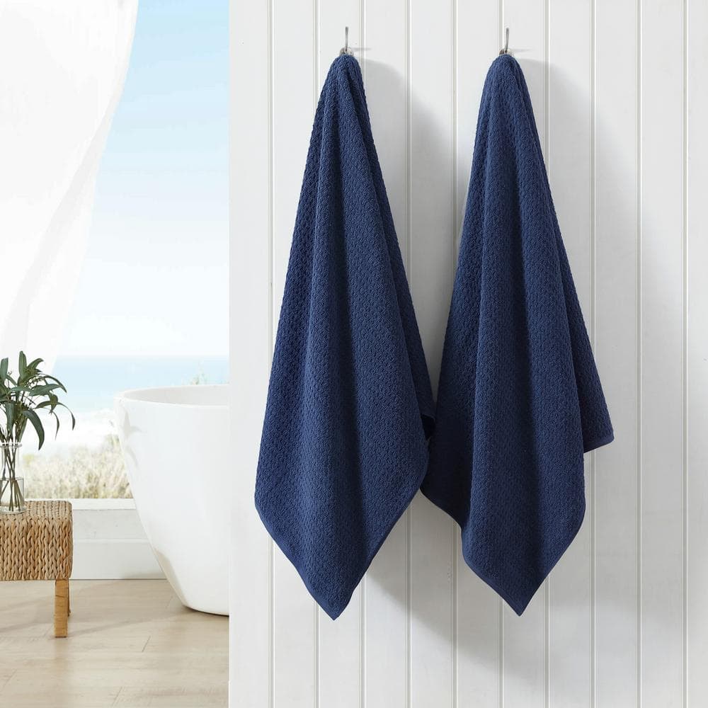 Oversized Dark Blue Cotton Terrycloth Bath Sheet Set