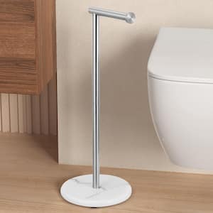 Freestanding Toilet Paper Holder with Natural Marble Base in Brushed Finish