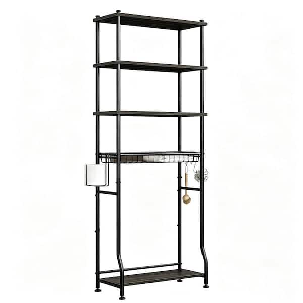 11 in. x 65.6 in. x 24 in. Black Rectangular Metal 4-Tier Space Saver Over-The-Toilet Storage Shelf Basket Shelves