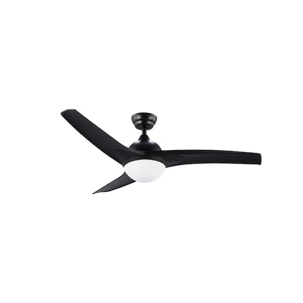 Merra 52 in. LED Indoor Black Ceiling Fan with Light Kit and Remote Control