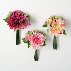 12 .25 in. Artificial Bright Dahlia Floral Arrangement Set of 3