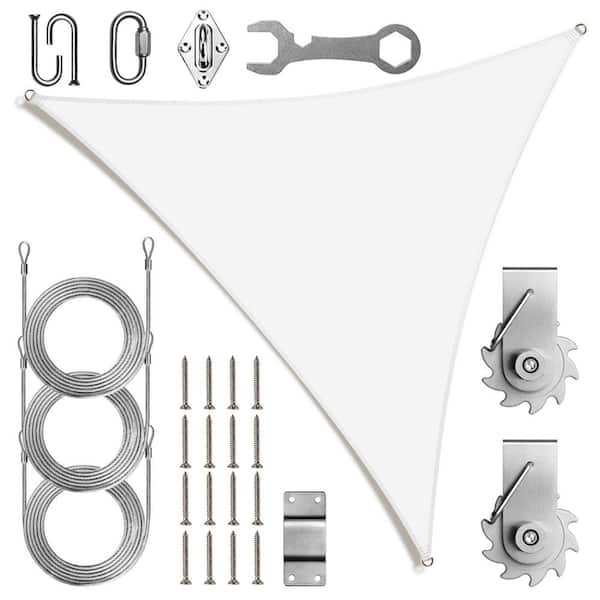 20 ft. x 20 ft. x 20 ft. Triangle Sun Shade Sail Canopy with Hardware TAWAL-White