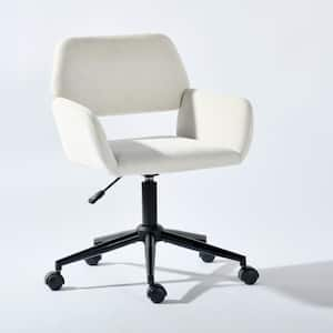 Ross Fabric Adjustable Height Seat with Upholstery and Mid-Back Support Office Chair in Ivory for Ergonomic, with Arm