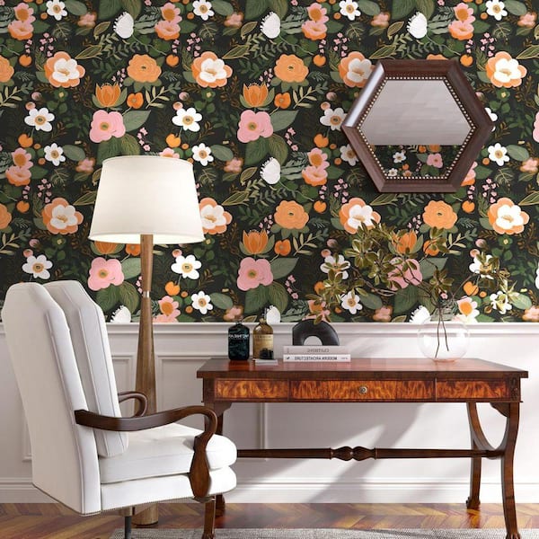 Green Floral Contact Paper Removable Peel and Stick Wallpaper Roll