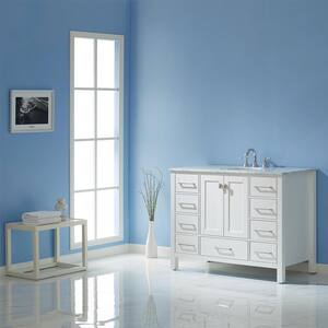 Gela 48 in. W x 22 in. D Bath Vanity in White with Marble Vanity Top in White with White Basin, Faucet and Mirror