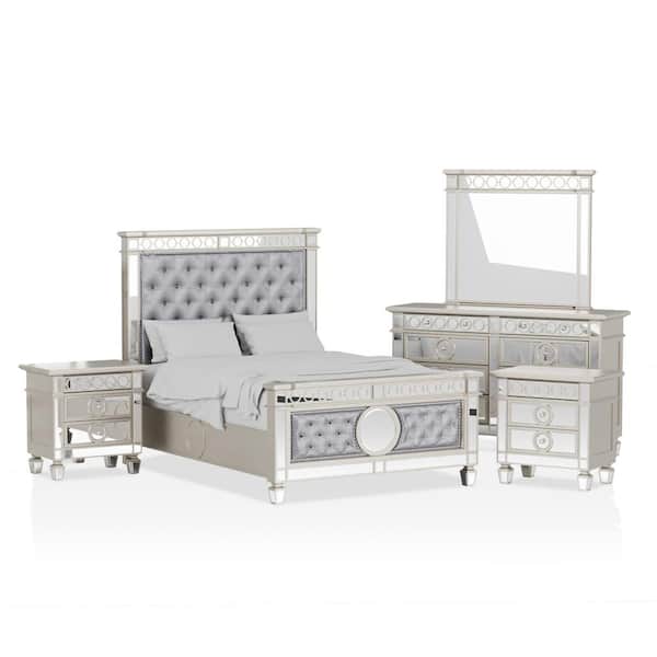 Furniture of America Jeliza 5-Piece Champagne and Gray King Bedroom Set