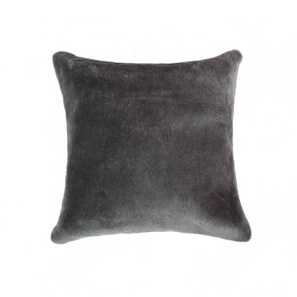 HomeRoots Josephine Gray Solid Color 18 in. x 18 in. Microsuede Throw Pillow