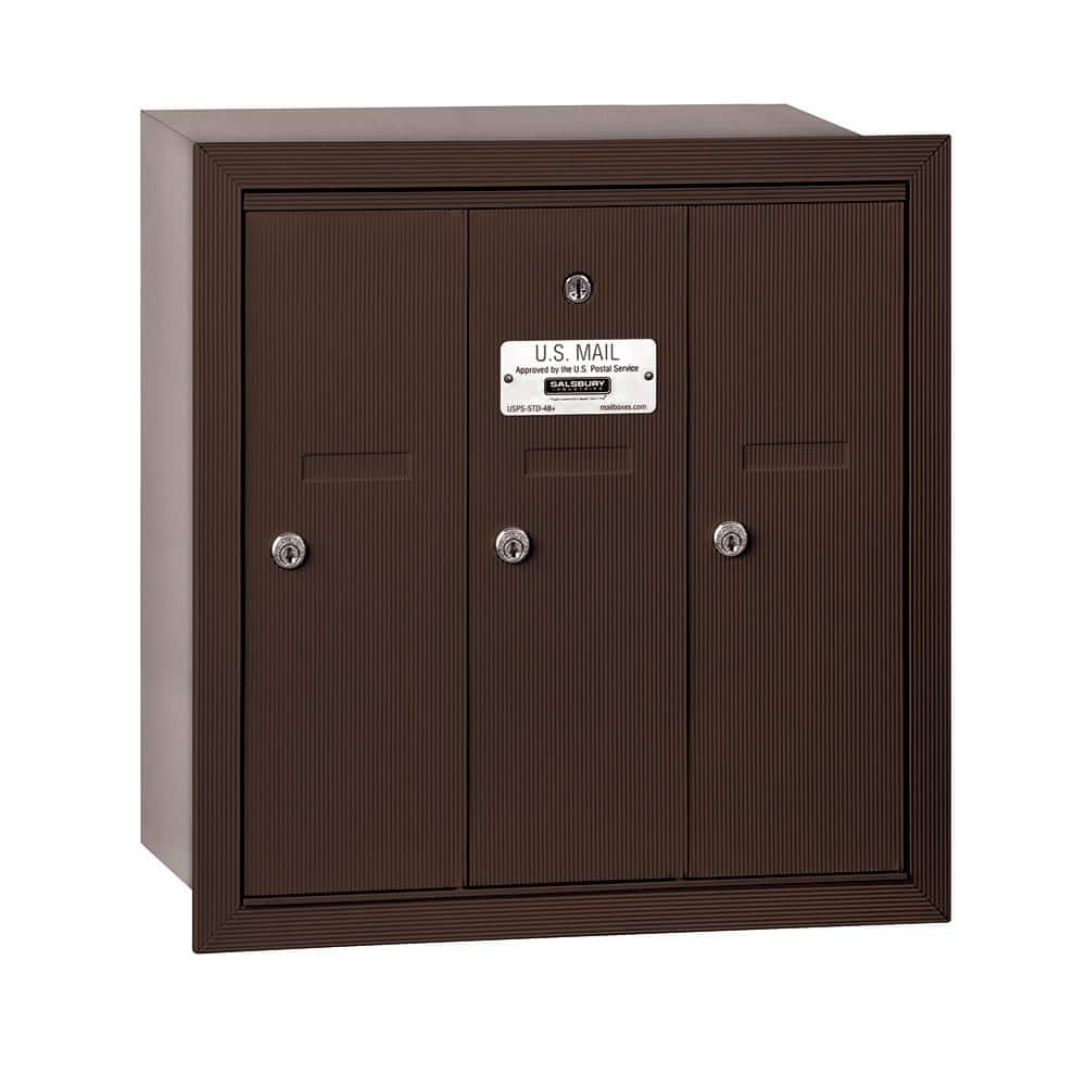 Bronze Recessed-Mounted USPS Access Vertical Mailbox with 3 Door