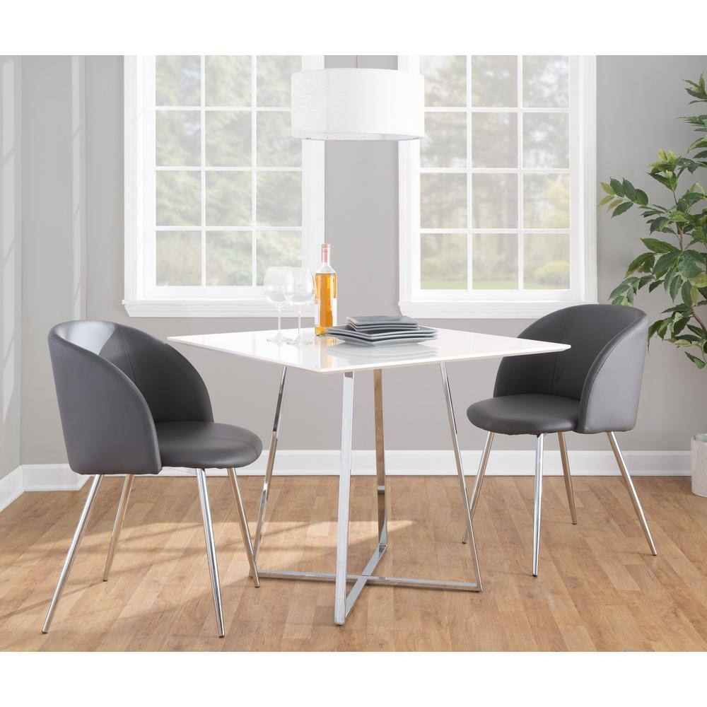 Grey Velvet and Faux Leather Upholstered Arm Chair with Metal Legs