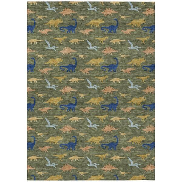 Chantille Machine Washable Indoor/Outdoor Abstract ACN2622 Olive 9 ft. x 12 ft. Area Rug