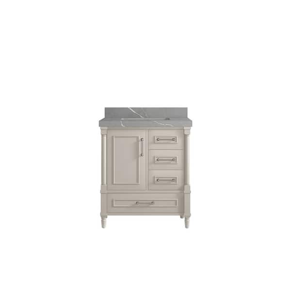 Willow Collections Hudson 30 in. W x 22 in. D x 36 in. H Single Sink Bath Vanity Center in Fine Grain with 2 in. Piatra Gray Quartz Top