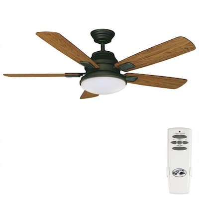 Latham 52 in. LED Indoor Oil Rubbed Bronze Ceiling Fan with Light Kit and Remote Control