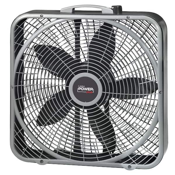Power Plus 20 in. 3 Speed Box Fan for Home in Gray w/ Weather Shield Design for Window Use, 2000 CFM Carry Handle 2-Pack