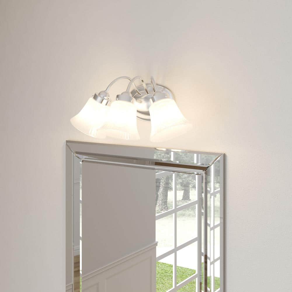 Polished Chrome Fluted Glass 3-Light Bath Vanity Fixture