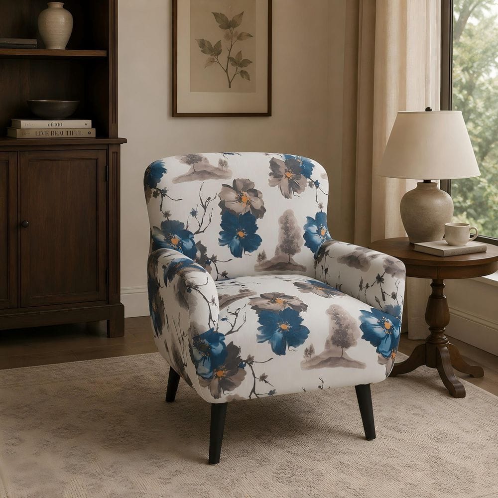 White/Blue Polyester Arm Chair with Round Arm & Tight Back price history on PriceWatchPro