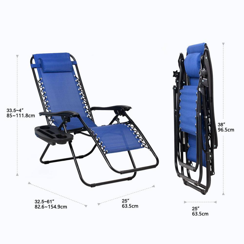 Blue Metal Zero Gravity Beach Lounger with Cushions and Arms