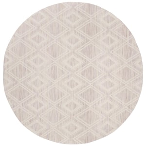 Marbella Silver/Ivory 6 ft. x 6 ft. Round Geometric Area Rug