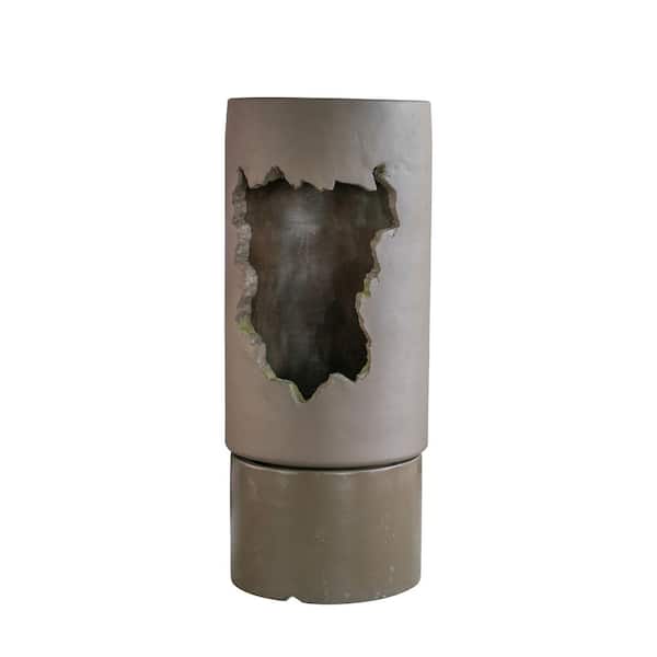 A & B Home Breakaway Design Cylinder Outdoor Fountain - 19.5"Dia. x 56.5" - Brown