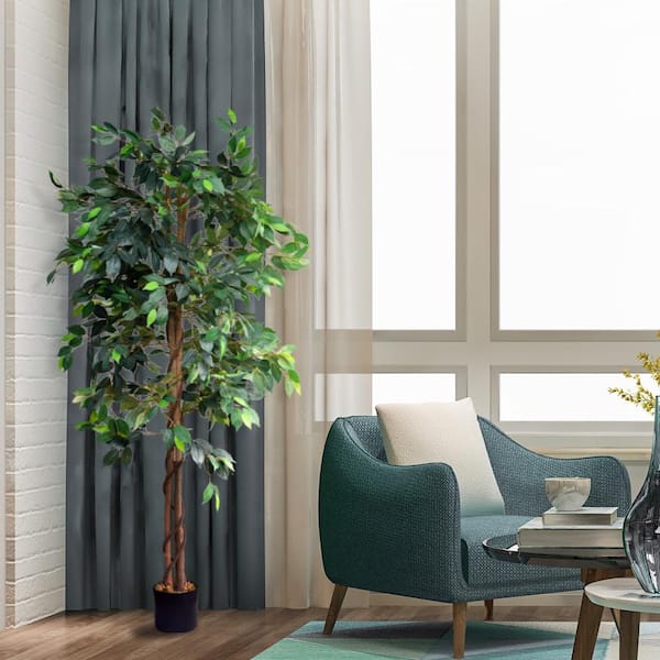 Artificial Ficus Silk Tree 6 feet - Fake Tree Indoors - Forever Leaf