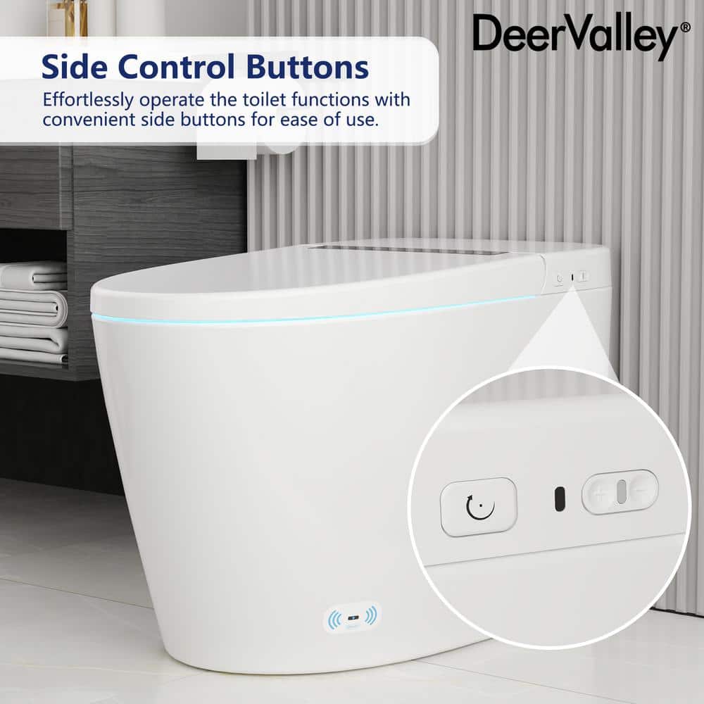 White Elongated High Efficiency Smart Toilet with Heated Seat