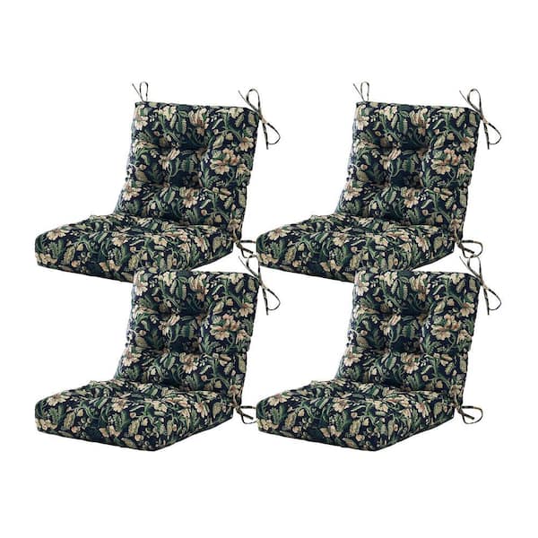 Seat/Back Outdoor Chair Cushion, Tufted Replacement for Patio Furniture, 20 in. x 20 x in. 4,1 Count, Floral, Beige Blue