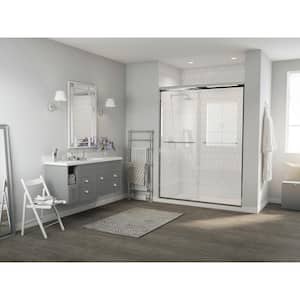 Paragon 1/4 Series 54 in. x 71 in. Semi-Framed Sliding Shower Door with Curved Towel Bar in Chrome and Clear Glass