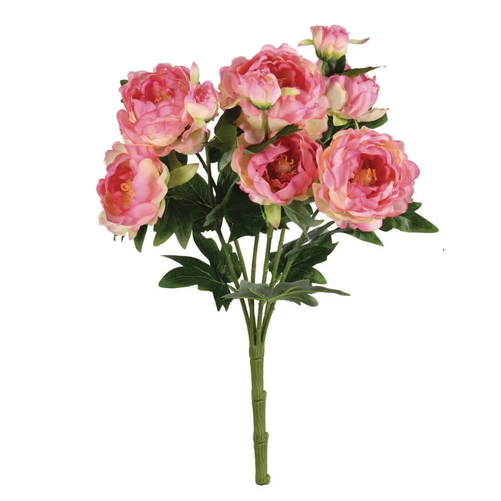 Vickerman 19 in. Light Pink Artificial Peony Bush Floral Arrangement ...