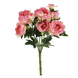 19 in. Light Pink Artificial Peony Bush Floral Arrangement