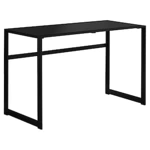 48 in. Rectangular Black Writing Desk with Open Storage