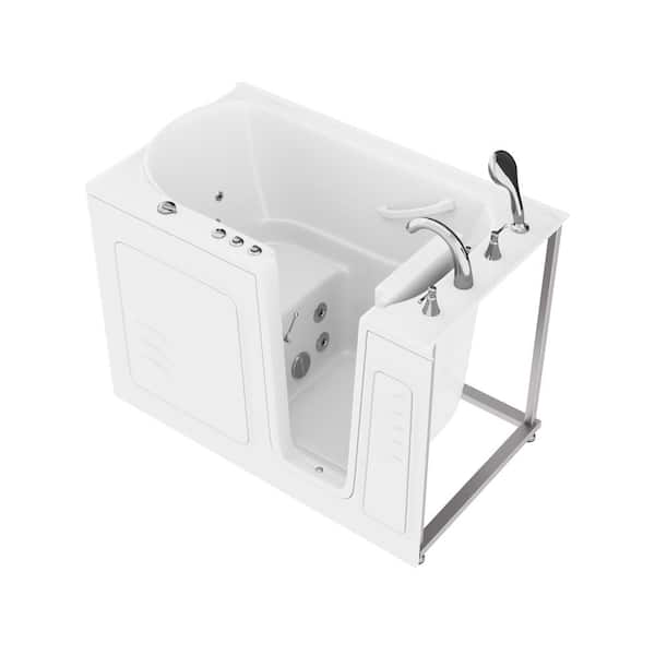Universal Tubs HD Series 53 in. Right Drain Quick Fill Walk-In Whirlpool Bath Tub with Powered Fast Drain in White