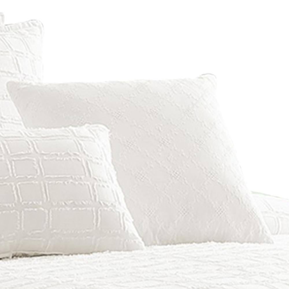 White Cotton Queen Comforter Set with Fringe Details