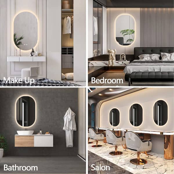Zeafive 24 in. W x 36 in. H Oval Frameless LED Bathroom Vanity