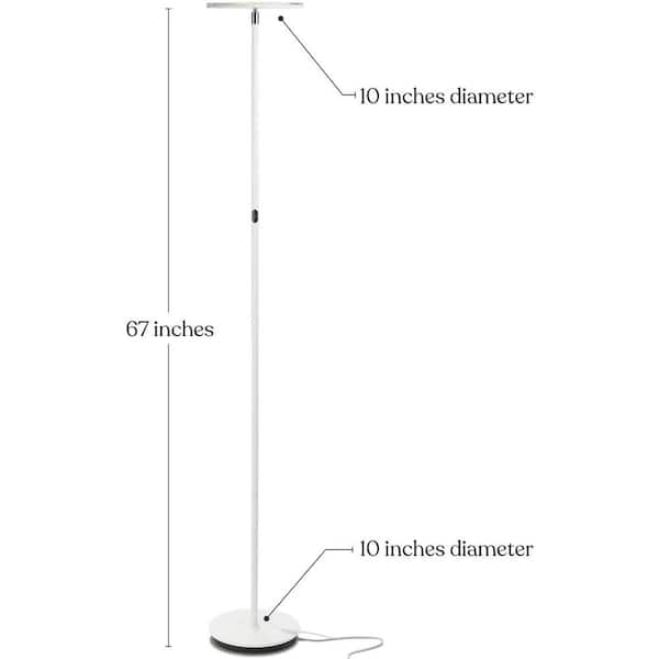 Brightech Sky Flux 67 in. White Torchiere LED Floor Lamp with 3 