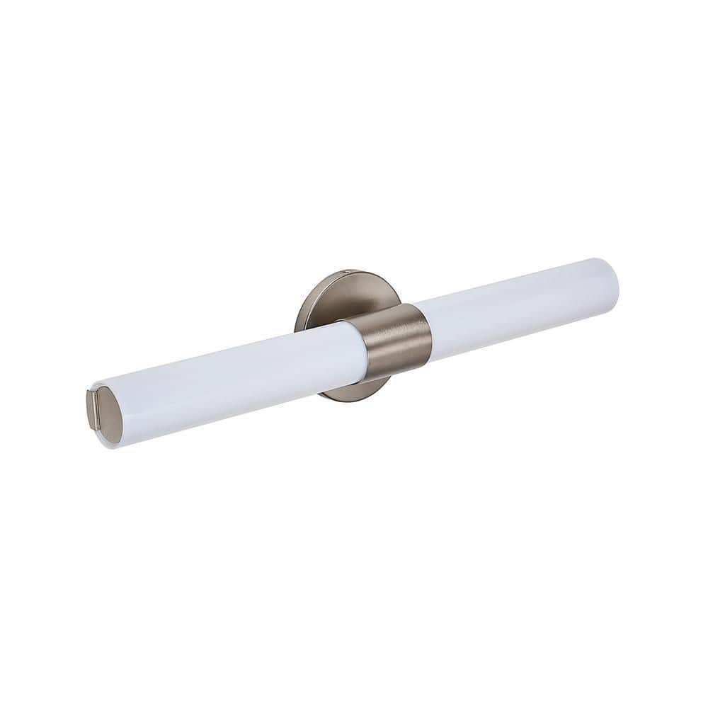4.25 in. 1-Light Brushed Nickel LED Vanity Light Bar with White Acrylic Sha