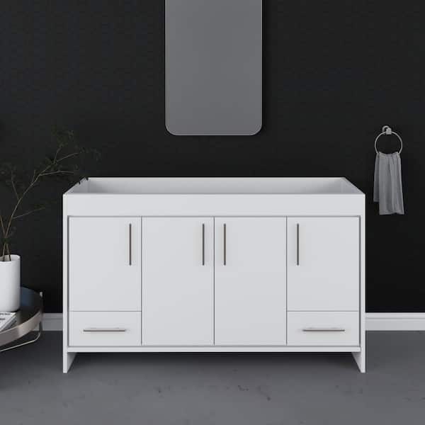 VOLPA USA AMERICAN CRAFTED VANITIES Pacific 60 in. W x 18 in. D x 33.88 in. H Bath Vanity Cabinet without Top in White